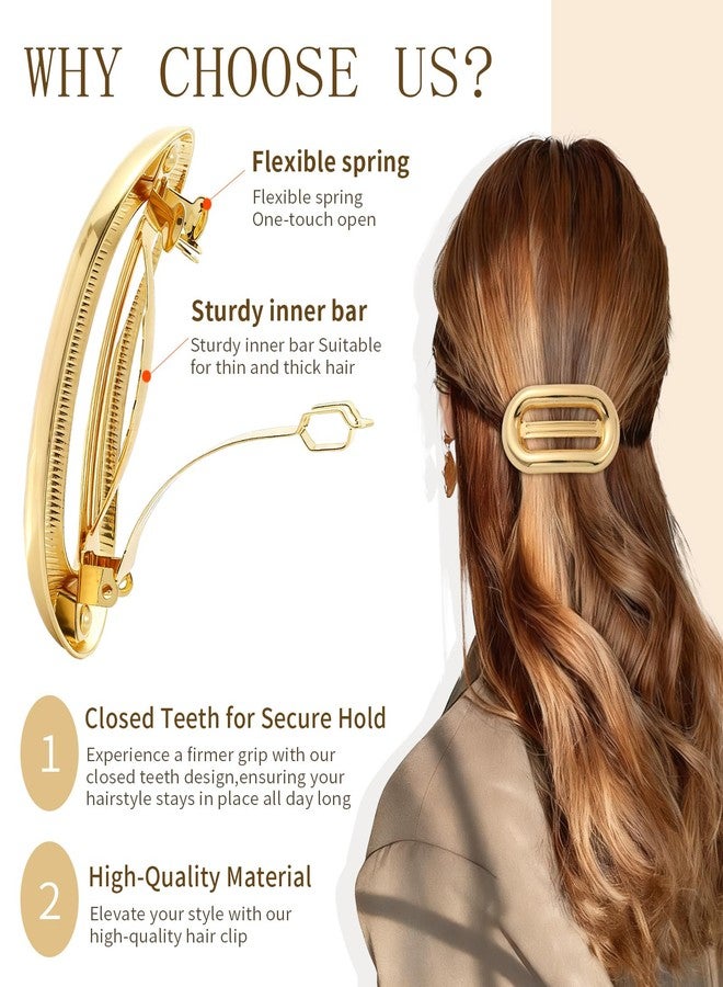 Tiefebene 2 PCS Metal Hair Clips for Women, Vintage Gold French Barrette Clip, Stylish Durable & Elegant Metal Hair Clips, Silver Hair Barrettes for Thin Thick Hair, Retro Hair Accessories Valentine's Day Gift - Image 4